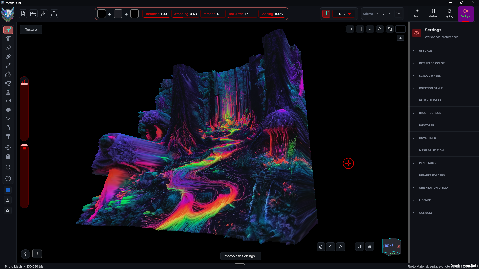 A blacklight style 3D scene painted in MechaPaint